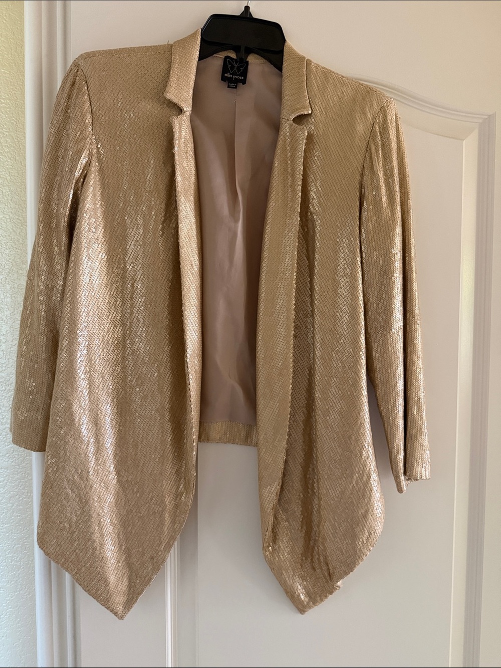 Ella Moss Gold Sequin Open-Front Blazer